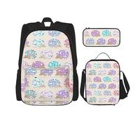 vacsAX Helm of awe - Mochila impermeable ligera (juego de 3 piezas) con bolsa de almuerzo, estuche para lápices para oficina y escuela, Erizo Polkadot, Talla única