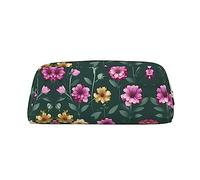 vacsAX Hermoso estuche de lápices de flores moradas, bolsa de monedas, bolsa de cosméticos, organizador de papelería de oficina, bolsa portátil para lápices