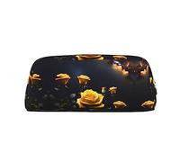 vacsAX Hermoso estuche de lápices de rosas amarillas, bolsa de monedas, bolsa de cosméticos, organizador de papelería de oficina, bolsa portátil para lápices