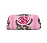 vacsAX Hermoso estuche de rosas rosas para lápices, bolsa de monedas, bolsa de cosméticos, organizador de papelería de oficina, bolsa portátil para lápices