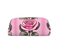 vacsAX Hermoso estuche de rosas rosas para lápices, bolsa de monedas, bolsa de cosméticos, organizador de papelería de oficina, bolsa portátil para lápices