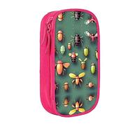vacsAX Insect Atlas - Estuche de lona para lápices con cremallera, doble capa, gran capacidad, caja organizadora, Pink, Talla única, Organizador de bolsas