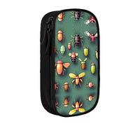 vacsAX Insect Atlas - Estuche de lona para lápices con cremallera, doble capa, gran capacidad, caja organizadora, Black, Talla única, Organizador de bolsas