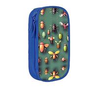 vacsAX Insect Atlas - Estuche de lona para lápices con cremallera, doble capa, gran capacidad, caja organizadora, Blue, Talla única, Organizador de bolsas