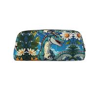vacsAX Lindo estuche de lápices de dinosaurio, bolsa de monedas, bolsa de cosméticos, organizador de papelería de oficina, bolsa portátil para lápices