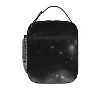 vacsAX Lonchera térmica de galaxia negra y blanca para mujeres/hombres, lonchera reutilizable, organizador con hombro ajustable