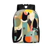 vacsAX Mid-Century Modern Art Cat Cute Backpack 16 Inch Laptop Backpack Travel Camping Box Backpack for Teacher Office Work, Negro, Taille unique