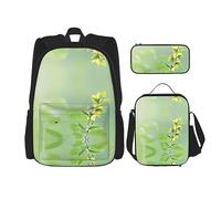vacsAX Mochila colorida Galaxy Music Note ligera impermeable (juego de 3 piezas) con bolsa de almuerzo, estuche para lápices para oficina y escuela, Flor amarilla floreciente, Talla única