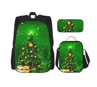 vacsAX Mochila colorida Galaxy Music Note ligera impermeable (juego de 3 piezas) con bolsa de almuerzo, estuche para lápices para oficina y escuela, Regalos de árboles de Navidad, Talla única