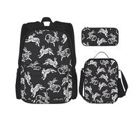 vacsAX Mochila colorida Galaxy Music Note ligera impermeable (juego de 3 piezas) con bolsa de almuerzo, estuche para lápices para oficina y escuela, Conejito, Talla única