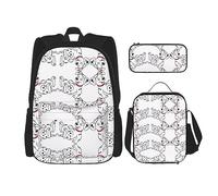 vacsAX Mochila impermeable ligera con diseño de flores moradas y verde azulado (juego de 3 piezas) con bolsa de almuerzo, estuche para lápices para oficina y escuela, Lindo dálmata, Talla única