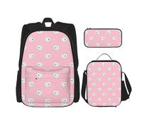 vacsAX Mochila impermeable ligera con rayas de color arcoíris (juego de 3 piezas) con bolsa de almuerzo, estuche para oficina y escuela, Pomeranians Puppies and Point, Talla única