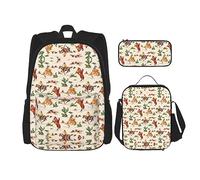 vacsAX Mochila impermeable ligera con temática de dinosaurios (juego de 3 piezas) con bolsa de almuerzo, estuche para lápices para oficina y escuela, Caballo Cowboy Ride, Talla única