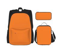 vacsAX Mochila impermeable ligera de camuflaje azul (juego de 3 piezas) con bolsa de almuerzo, estuche para lápices para oficina y escuela, Belleza Naranja Quemado, Talla única
