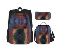 vacsAX Mochila ligera impermeable con diseño de perro maltés (3 piezas) con bolsa de almuerzo, estuche para lápices para oficina o escuela, Sueños holográficos, Talla única