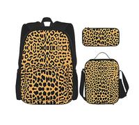 vacsAX Mochila ligera impermeable con diseño de perro maltés (3 piezas) con bolsa de almuerzo, estuche para lápices para oficina o escuela, estampado de leopardo, Talla única