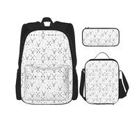 vacsAX Mochila ligera impermeable con diseño de perro maltés (3 piezas) con bolsa de almuerzo, estuche para lápices para oficina o escuela, Caza Flechas Triángulos Ciervos, Talla única