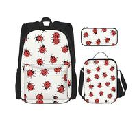 vacsAX Mochila ligera impermeable con diseño de perro maltés (3 piezas) con bolsa de almuerzo, estuche para lápices para oficina o escuela, Ladybugs Pattern Infinite Speckled, Talla única