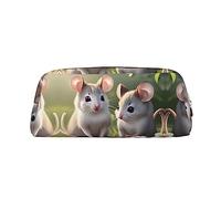 vacsAX Mouse in Love - Estuche para lápices, monedero, bolsa de cosméticos, organizador de papelería de oficina, bolsa portátil para lápices