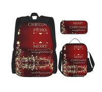 vacsAX Oriental Peacock on Flower Tree Mochila impermeable ligera (juego de 3 piezas) con bolsa de almuerzo, estuche para lápices para oficina escuela, Feliz Navidad., Talla única