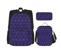 vacsAX Pawful Paws - Mochila impermeable ligera (juego de 3 piezas) con bolsa de almuerzo, estuche para lápices para oficina y escuela, Enjambre Fantasma, Talla única