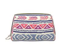 vacsAX Pequeña bolsa de maquillaje de cuero elegante bolsa de maquillaje con - perfecto para maquillaje, artículos de tocador y pinceles, patrón floral geométrico liso, Patrón floral geométrico liso,