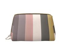 vacsAX Pequeña bolsa de maquillaje de cuero elegante bolsa de maquillaje con - perfecto para maquillaje, artículos de tocador y brochas. Un esquema de color cálido y rústico, Un esquema de color