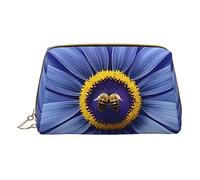 vacsAX Pequeña bolsa de maquillaje de cuero elegante bolsa de maquillaje con - perfecto para maquillaje, artículos de tocador y pinceles flor corazón abeja, Flor Corazón Abeja, Talla única