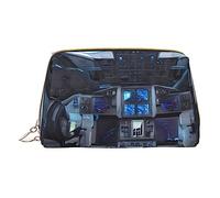 vacsAX Pequeña bolsa de maquillaje de cuero elegante bolsa de maquillaje con - perfecto para maquillaje, artículos de tocador y pinceles Cabina del Futuro, Cabaña del futuro, Talla única