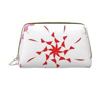 vacsAX Pequeña bolsa de maquillaje de cuero elegante bolsa de maquillaje con - perfecto para maquillaje, artículos de tocador y brochas. La flor en ciernes y girando, La flor en ciernes y girando,