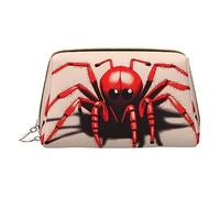 vacsAX Pequeña bolsa de maquillaje de cuero elegante bolsa de maquillaje con - perfecto para maquillaje, artículos de tocador y pinceles, linda araña roja, Linda araña roja, Talla única