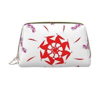 vacsAX Pequeña bolsa de maquillaje de cuero elegante bolsa de maquillaje con - perfecto para maquillaje, artículos de tocador y pinceles de flores giratorias, Flores giratorias, Talla única
