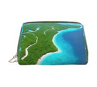 vacsAX Pequeña bolsa de maquillaje de cuero elegante bolsa de maquillaje con - perfecto para maquillaje, artículos de tocador y brochas. Una isla en el océano, Una isla en el océano, Talla única