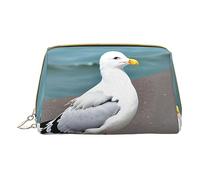 vacsAX Pequeña bolsa de maquillaje de cuero elegante bolsa de maquillaje con - perfecto para maquillaje, artículos de tocador y pinceles, linda gaviota, Gaviota linda, Talla única