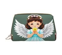 vacsAX Pequeña bolsa de maquillaje de cuero elegante bolsa de maquillaje con - perfecto para maquillaje, artículos de tocador y pinceles, bonito ángel pequeño, Lindo pequeño ángel, Talla única