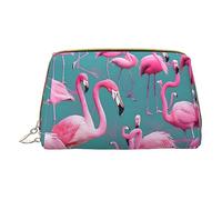 vacsAX Pequeña bolsa de maquillaje de cuero elegante bolsa de maquillaje con - perfecto para maquillaje, artículos de tocador y pinceles, una bandada de flamencos, una bandada de flamencos, Talla