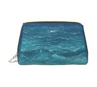 vacsAX Pequeña bolsa de maquillaje de cuero elegante bolsa de maquillaje con - perfecto para maquillaje, artículos de tocador y pinceles El mar azul profundo, negro, azul (the deep blue sea), Talla