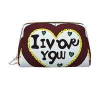 vacsAX Pequeña bolsa de maquillaje de cuero elegante bolsa de maquillaje con - perfecto para maquillaje, artículos de tocador y pinceles, confesiones de amor, Confesiones de amor, Talla única
