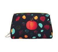 vacsAX Pequeña bolsa de maquillaje de cuero elegante bolsa de maquillaje con - perfecto para maquillaje, artículos de tocador y pinceles de flores de calabaza, Flores de calabaza, Talla única