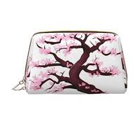 vacsAX Pequeña bolsa de maquillaje de cuero elegante bolsa de maquillaje con - perfecto para maquillaje, artículos de tocador y pinceles, árbol de flores de cerezo, Árbol de flores de cerezo., Talla