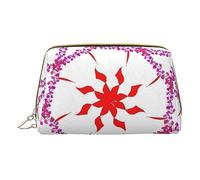 vacsAX Pequeña bolsa de maquillaje de cuero elegante con - perfecto para maquillaje, artículos de tocador y pinceles girando la flor octogonal, Girando la flor octogonal, Talla única