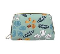 vacsAX Pequeña bolsa de maquillaje elegante de cuero con - perfecto para maquillaje, artículos de tocador y pinceles de color claro floral, Floral de color claro, Talla única