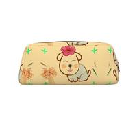 vacsAX Pequeña flor con lindo perro estuche para lápices bolsa de monedas bolsa de cosméticos oficina papelería organizador portátil bolsa de lápices