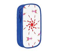 vacsAX The Budding and Turning Flower - Estuche para lápices de lona con cremallera, doble capa, gran capacidad, caja organizadora, Blue, Talla única, Organizador de bolsas