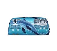 vacsAX Winter the Dolphin - Estuche para lápices, bolsa para monedas, bolsa de cosméticos, organizador de papelería de oficina, bolsa portátil para lápices