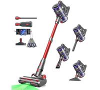 VACTechPro 48000Pa/550W/70Min Aspiradora sin Cable, 1.6L Escoba Aspirador sin Cable con Filtración de 8 Capas, Súper Silencioso Aspirador Vertical con Cepillo Antienredos, Aspiradora para Suelos, Rojo