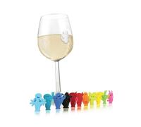 Vacu Vin 1886060-Party People Marcadores de Copas, Silicona, Multicolor, 1.7x7.2x2 cm, 12