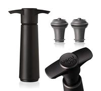 Vacu Vin Bomba de Vacío para Vino - Color Negro - 1 Bomba y 2 Tapones - Mantiene el Vino Fresco Hasta 10 Días - Reutilizable
