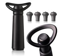 Vacu Vin Concerto Bomba de Vacío Negra con 4 Tapones - Conserva Vino Tinto y Blanco - Sellado Hermético con Indicador de Click - Set Premium para Conservar Vino - Fabricado en Países Bajos