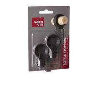 Vacu Vin Juego de 2 tapones para botellas, color negro, 5 x 1 x 1 cm